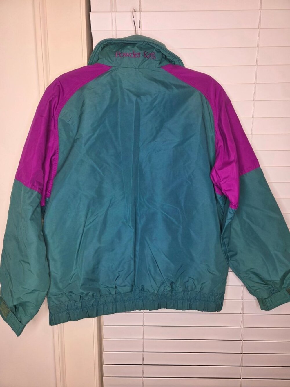 VTG 90's Columbia Womens Ski Jacket M Powder Keg Teal Purple Retro Colorblock - Picture 8 of 12